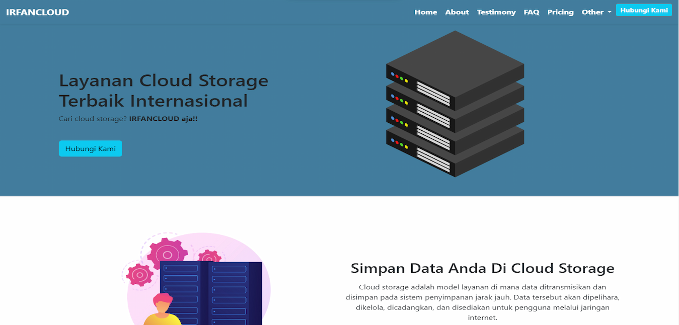 website Landing Page IRFANCLOUD